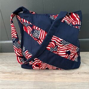 Navy and Red Flag Pattern Shoulder Bag